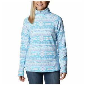 Columbia Glacial IV Womens S Print Half Zip Fleece Pullover Serenity 80s Stripe